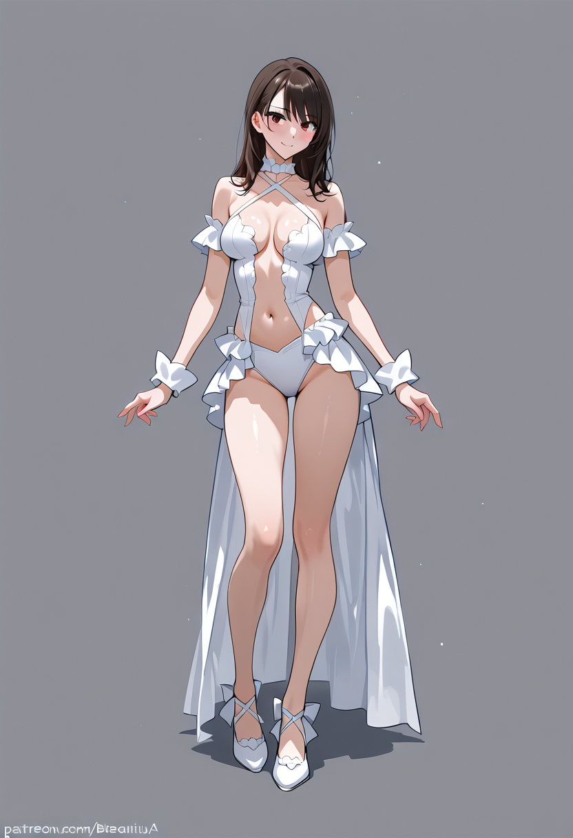 白のオフショルダードレス、黒髪の優雅な美少女ポートレート #美少女 #清楚 #白ワンピース