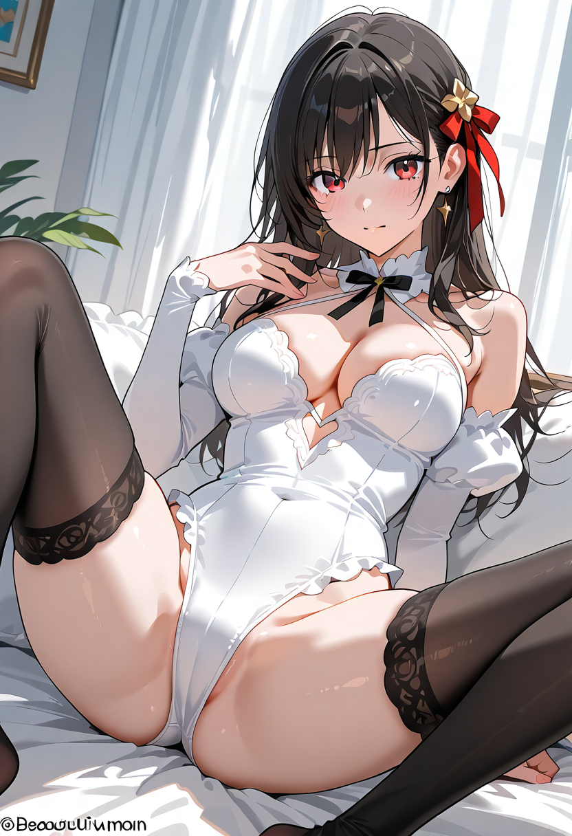 黒髪美少女のリボンコーディネート #美少女 #清楚 #黒髪