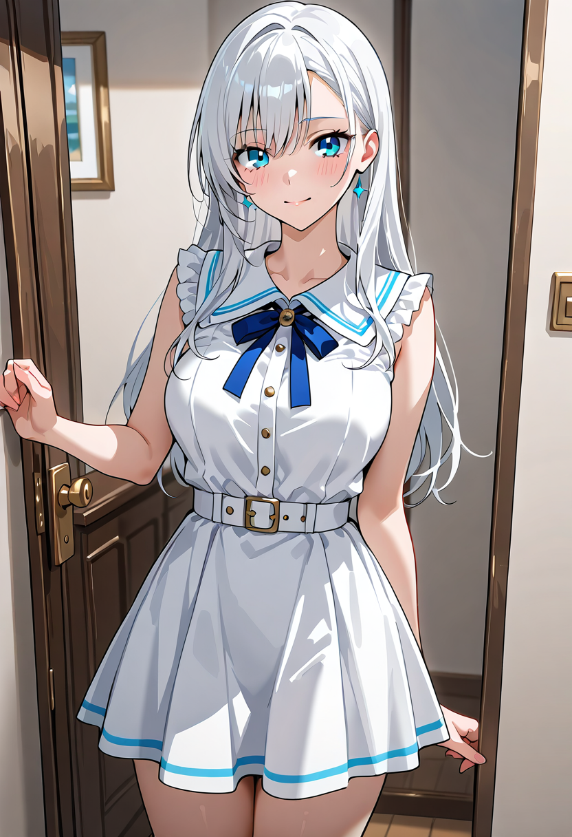 銀髪セーラー服の美少女ポートレート #美少女 #清潔感 #銀髪