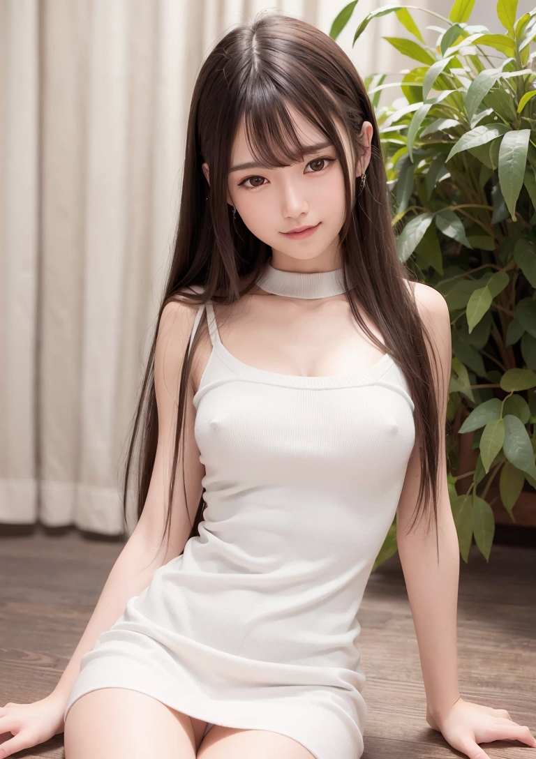 白いノースリーブと長髪の清楚な美少女ポートレート #美少女 #清楚 #長髪