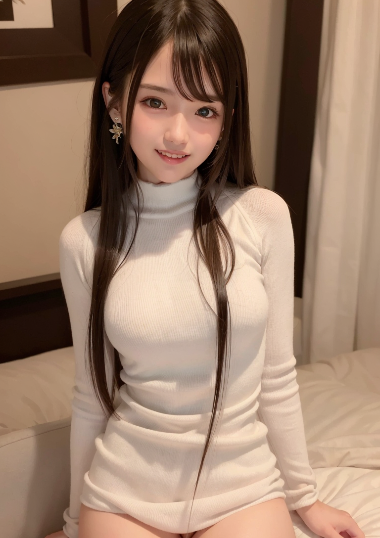 清楚なタートルネックの長髪美少女ポートレート #美少女 #清楚 #長髪
