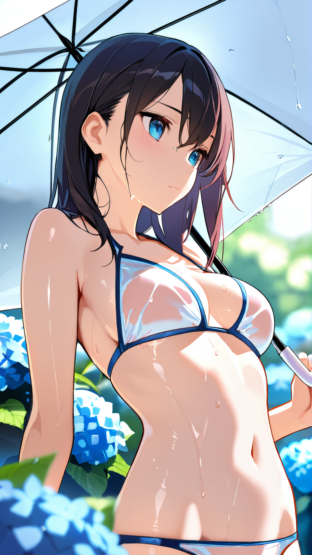 雨の日の傘とアニメ調ポートレート #アニメ #美少女 #かわいい
