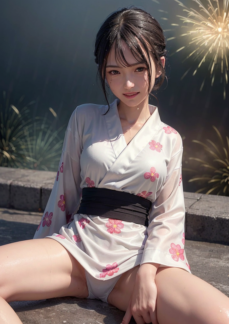 夏祭りの夜、花火と浴衣 #美少女 #浴衣 #夏祭り