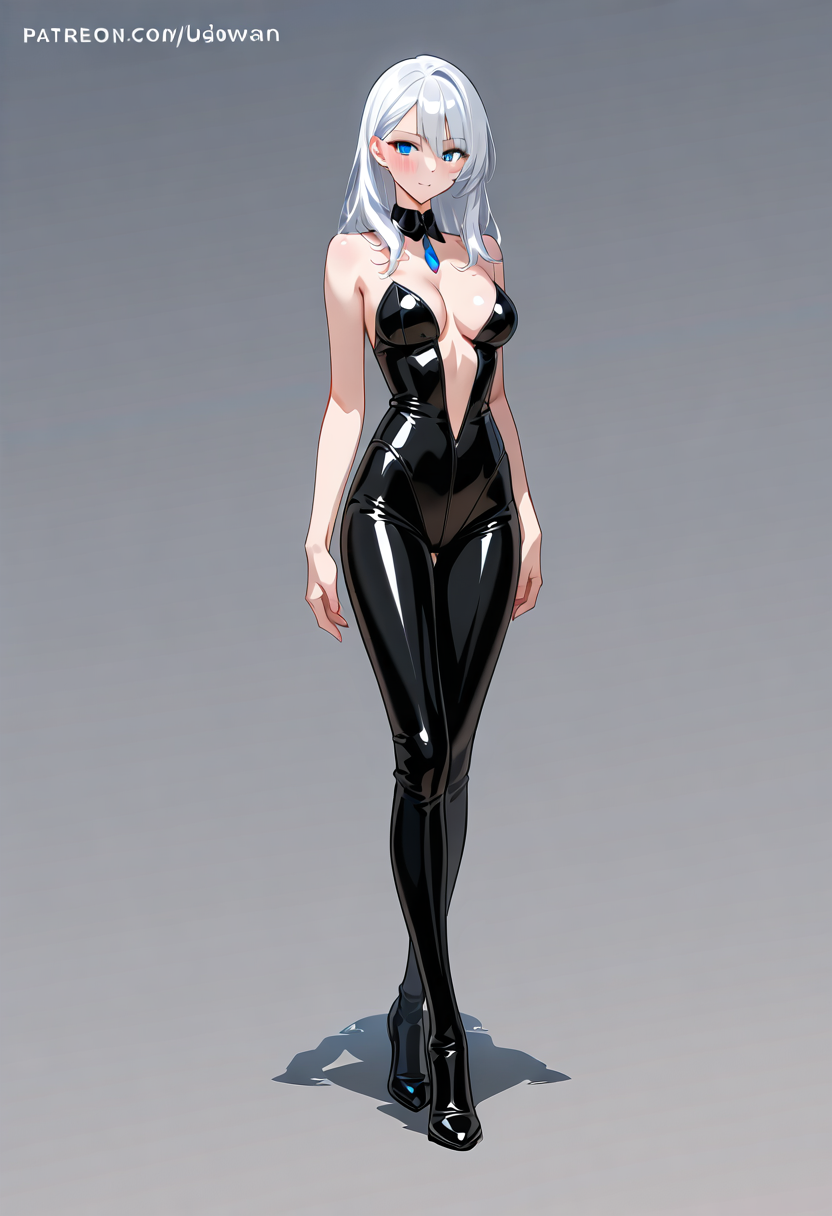 白髪美少女のラテックスファッションポートレート #美少女 #ファッション #光沢