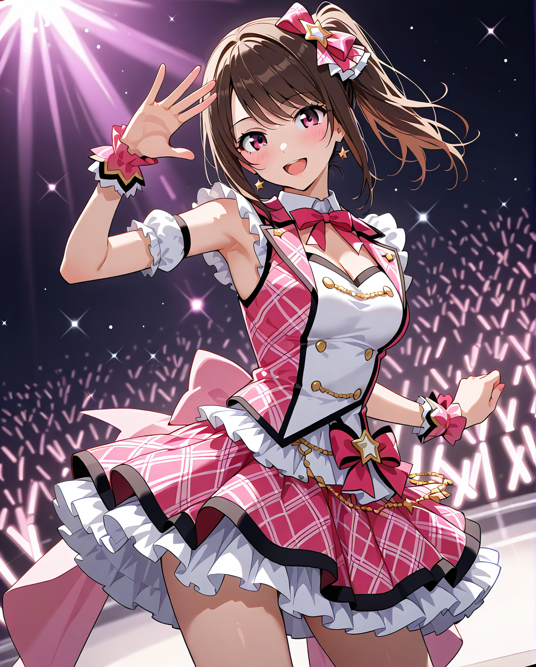 ピンクチェック衣装の笑顔アイドル #美少女 #アニメ調 #かわいい