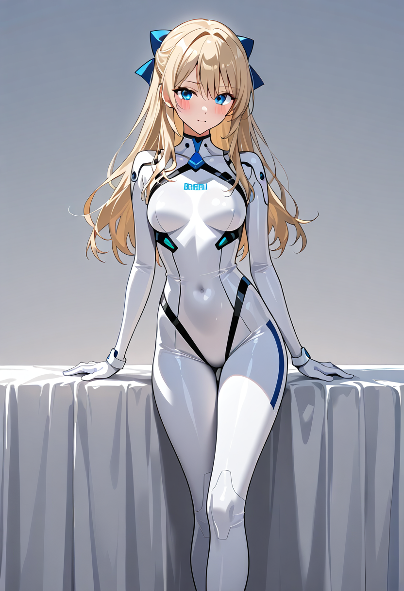 蒼い瞳の長髪美少女、ハイテク白衣姿 #美少女 #アニメ調 #かわいい