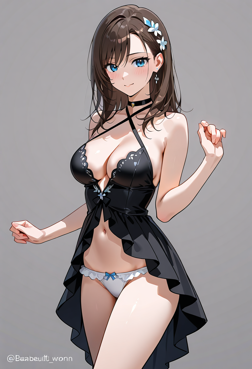 青い瞳の美少女、黒いドレスで優雅に #美少女 #アニメ調 #かわいい