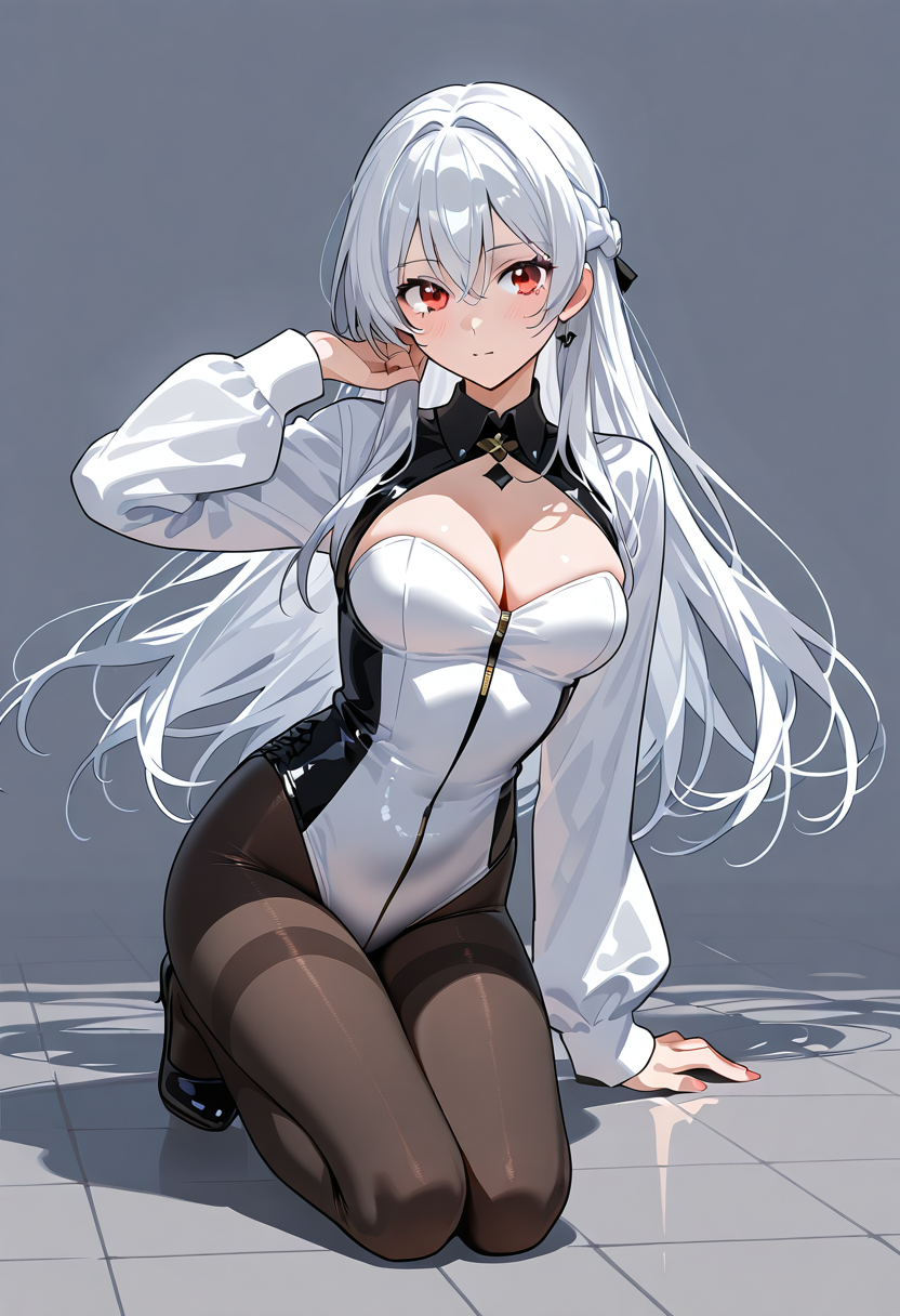 白髪ロングの美少女ポートレート #美少女 #アニメ調 #キャラクター