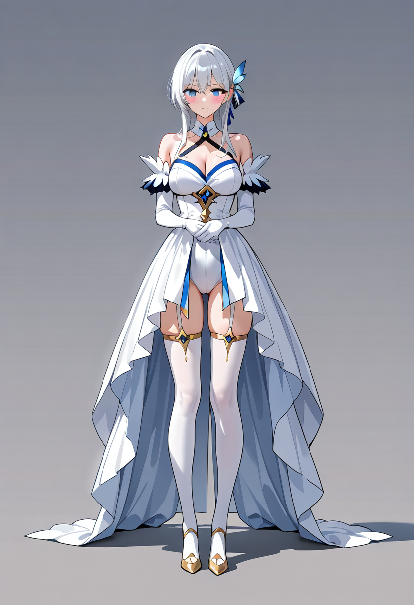 白と青の優雅なドレス姿のアニメ調美少女 #美少女 #アニメ調 #衣装