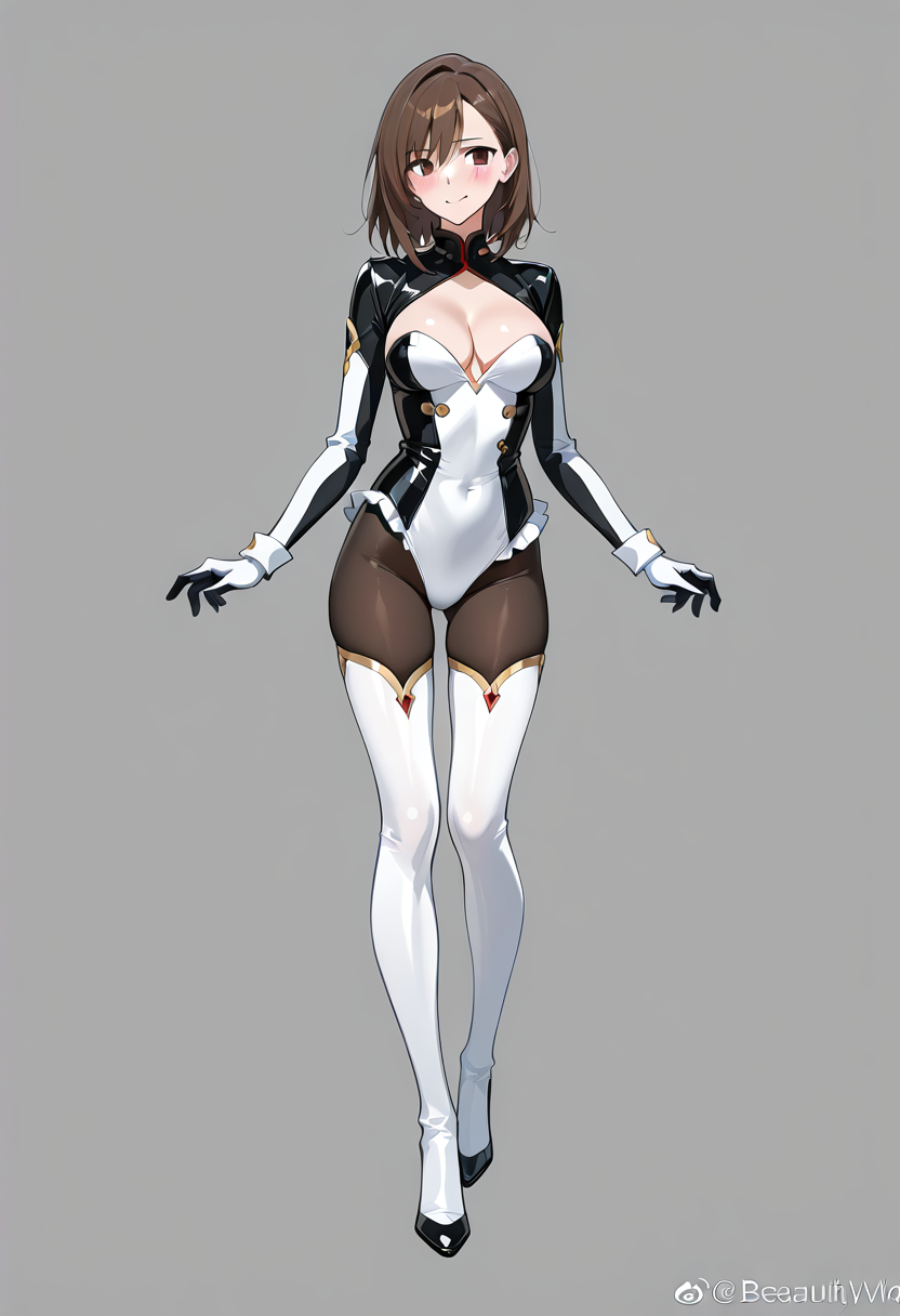 黒白のシックなアニメ風ポートレート #アニメ #美少女 #靴