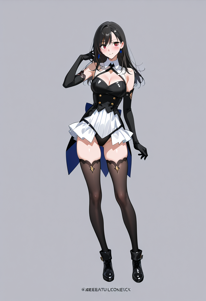 黒髪美少女の洗練されたアニメ風フルボディポートレート #アニメ調 #美少女 #靴