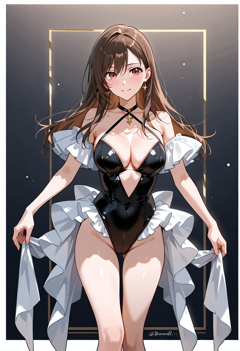 黒と白のコントラスト、優雅なアニメ調ポートレート #美少女 #アニメ調 #かわいい