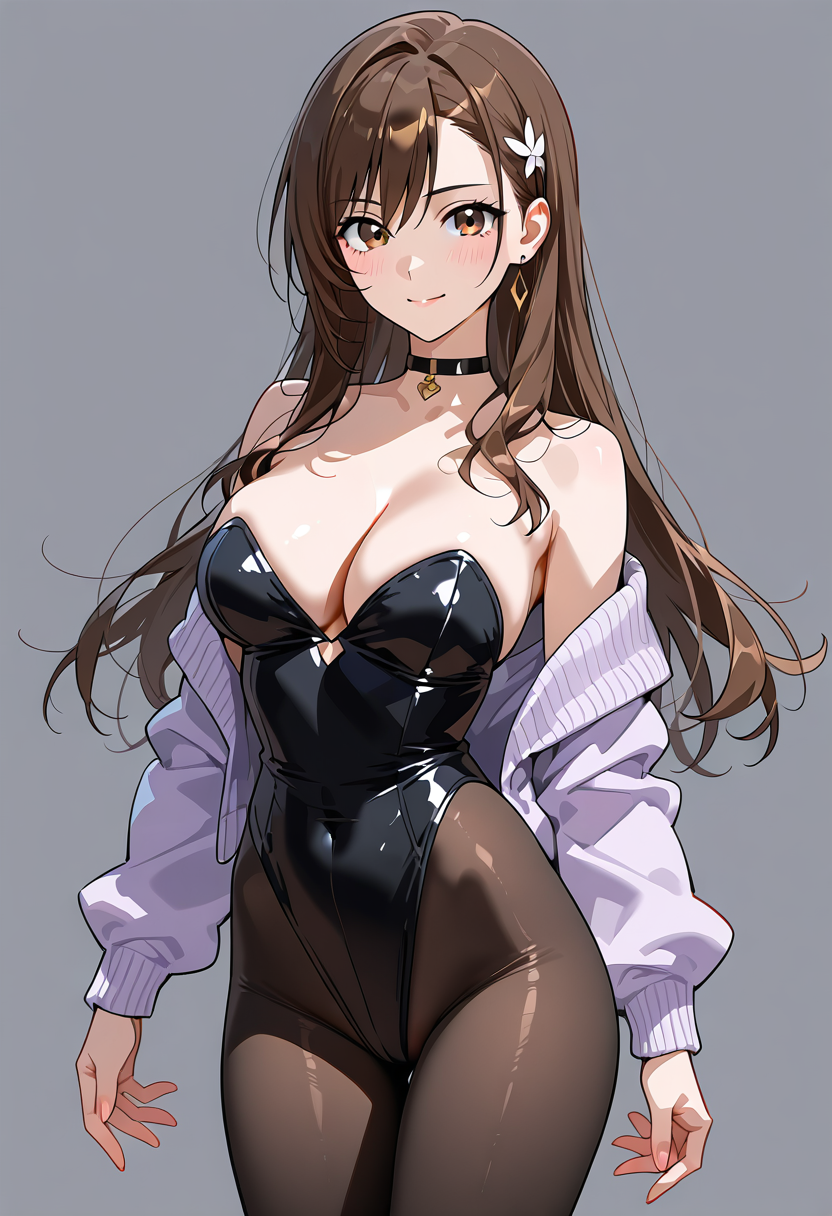 紫のカーディガンを羽織った長髪の少女ポートレート #美少女 #アニメ調 #キャラクター