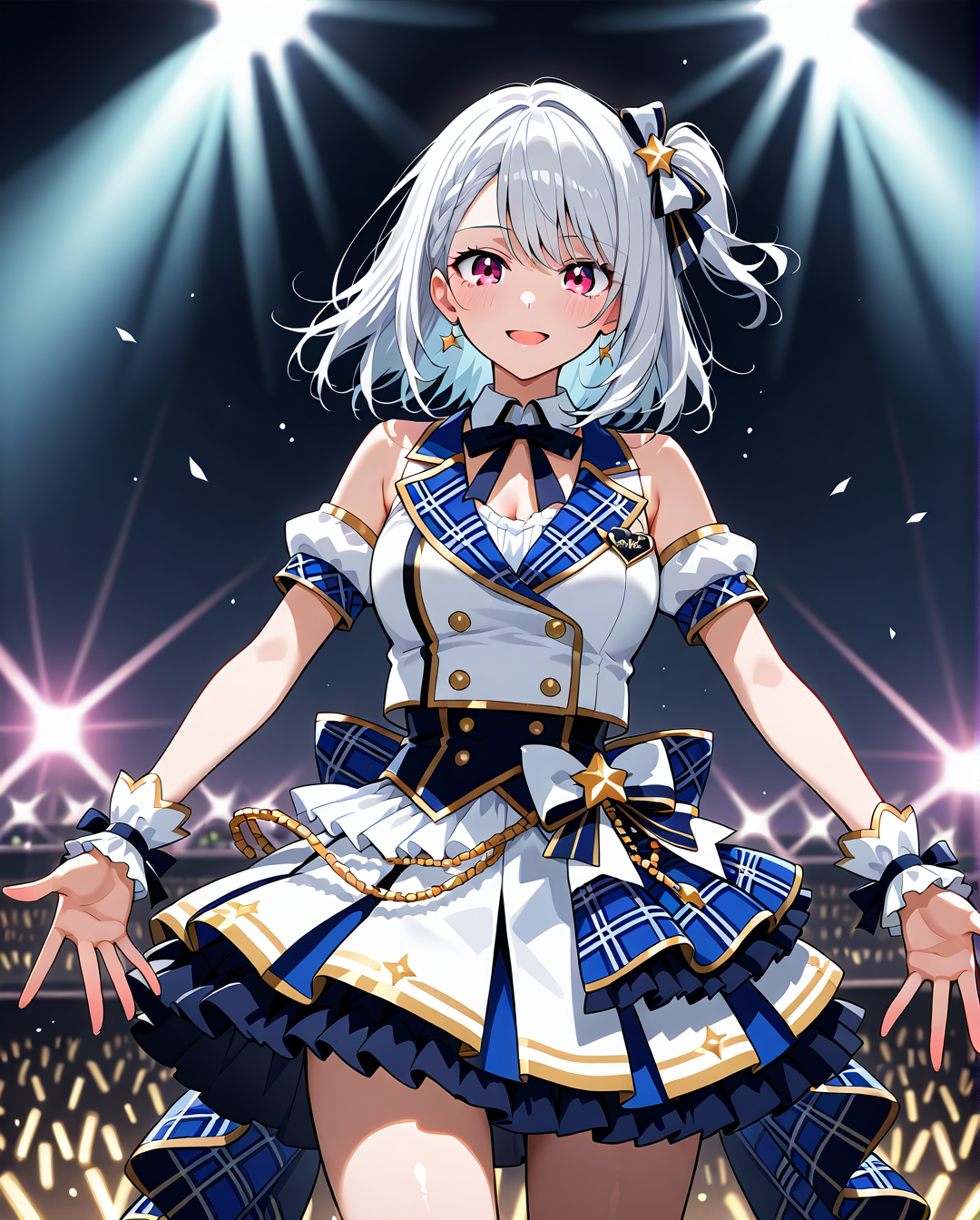 ステージライトが輝く白髪美少女の華麗なアイドルポートレート #美少女 #アニメ調 #キャラクター