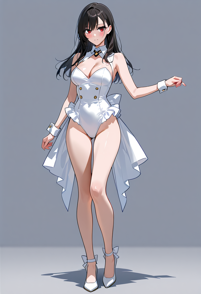 白いコルセットドレスのアニメ少女イラスト #アニメ #美少女 #靴