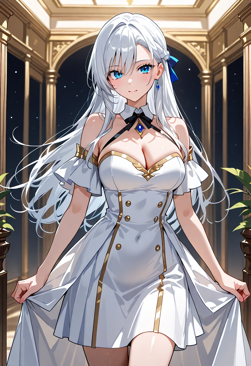 白髪美少女の優雅なドレス姿 #美少女 #アニメ調 #衣装