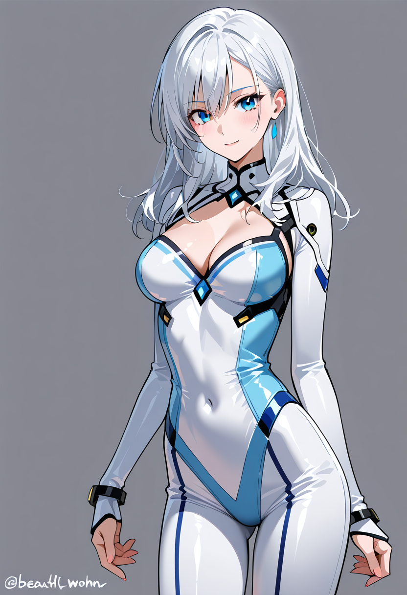 白髪美少女の未来型スーツポートレート #美少女 #アニメ調 #キャラクター