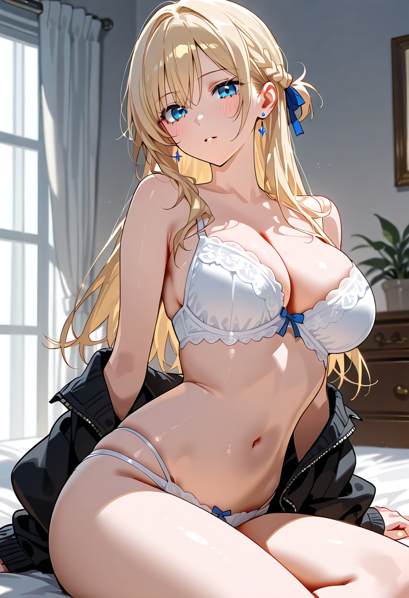 金髪ポニーテールの美少女、室内ポートレート #美少女 #アニメ調 #かわいい