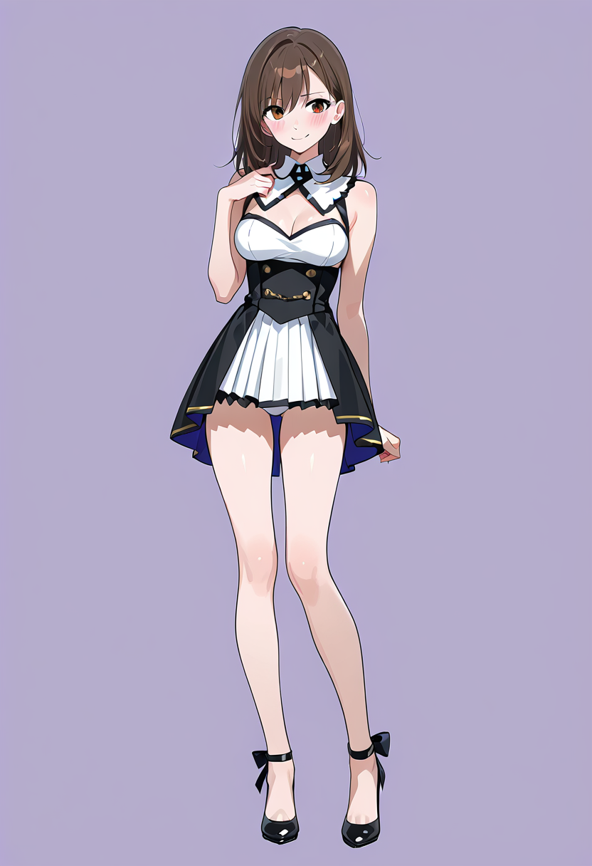 黒と白のメイド衣装を着た少女 #アニメ調 #美少女 #靴