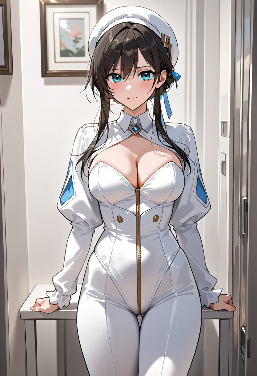 白いユニフォームと青いリボンの美少女ポートレート #美少女 #アニメ調 #キャラクター