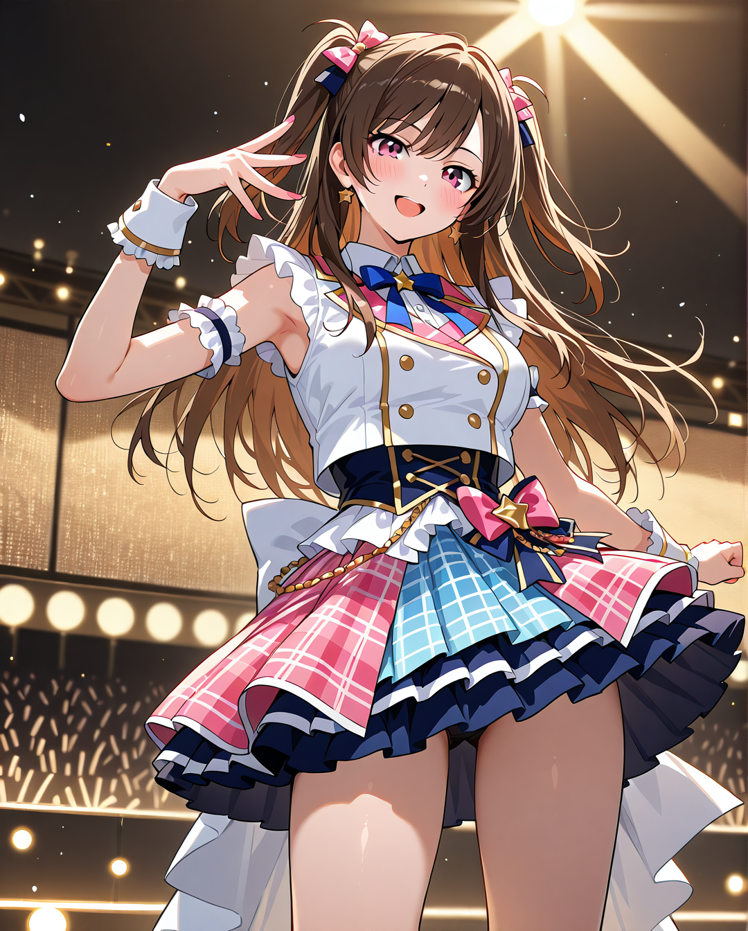 ステージの上で笑顔のアイドル衣装ポートレート #美少女 #アニメ調 #衣装