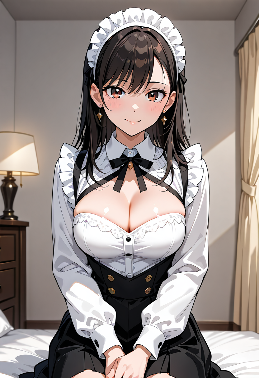 白いメイド服の笑顔ポートレート #美少女 #アニメ #屋内