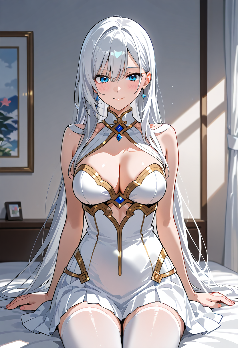 白髪の美少女、優雅なファンタジー衣装ポートレート #アニメ #美少女 #かわいい
