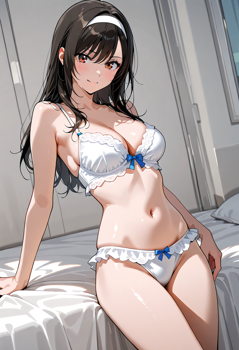 白いリボンアクセのアニメ調ポートレート #美少女 #ファッション #ポートレート