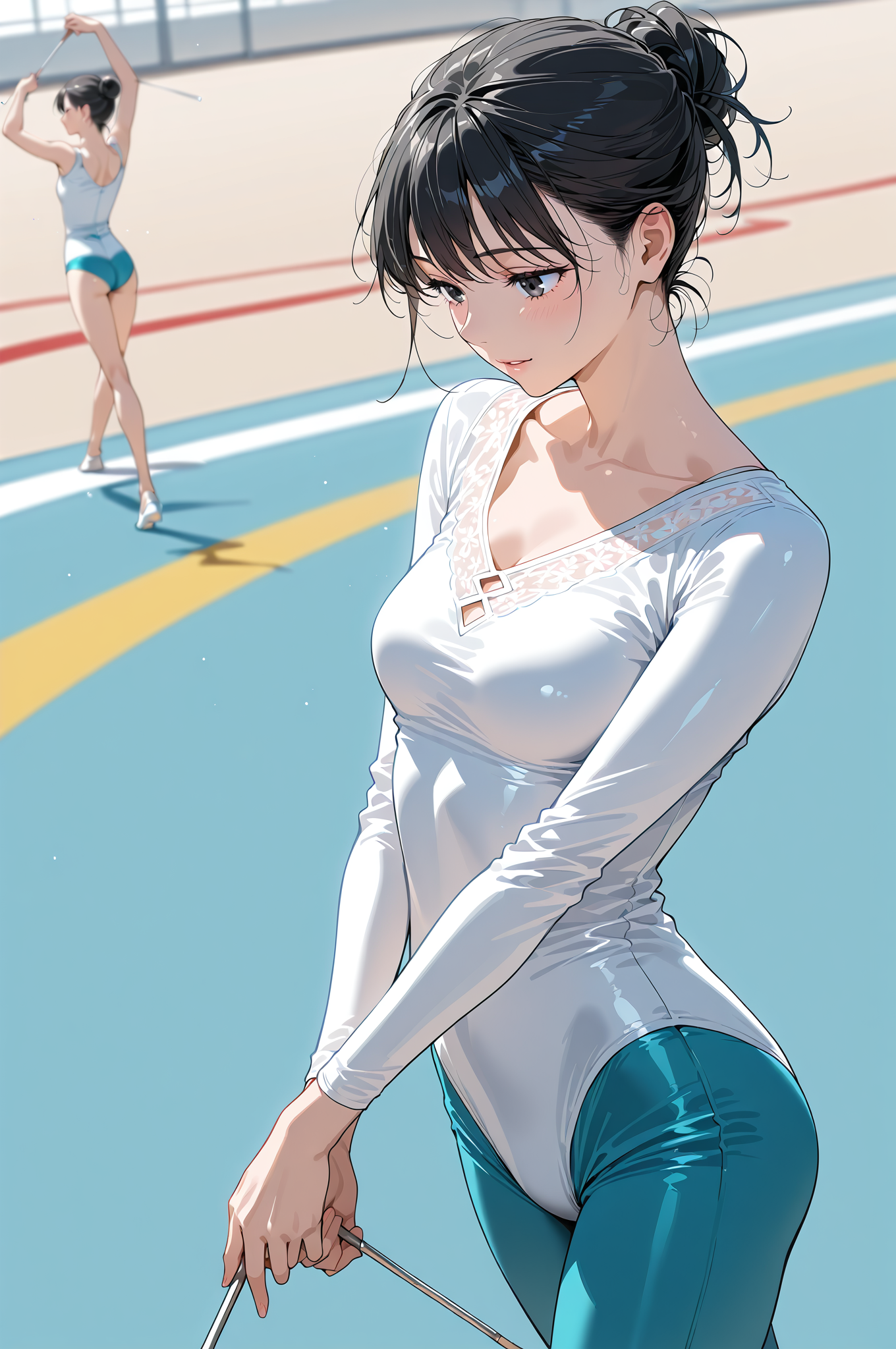 体操着姿の黒髪美少女ポートレート #アニメ #美少女 #キャラクター