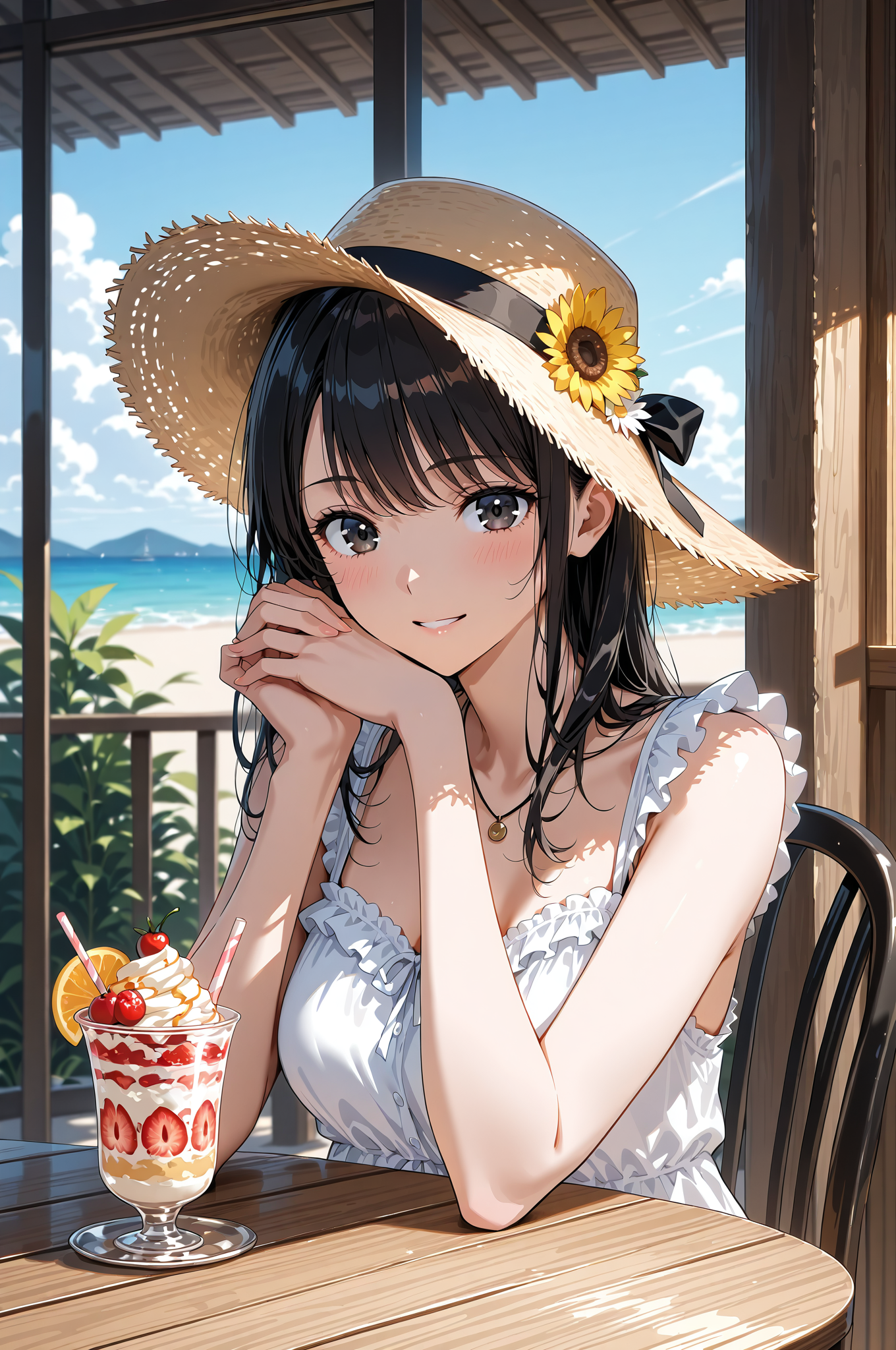 麦わら帽子の笑顔、海辺のリゾートポートレート #美少女 #夏 #帽子