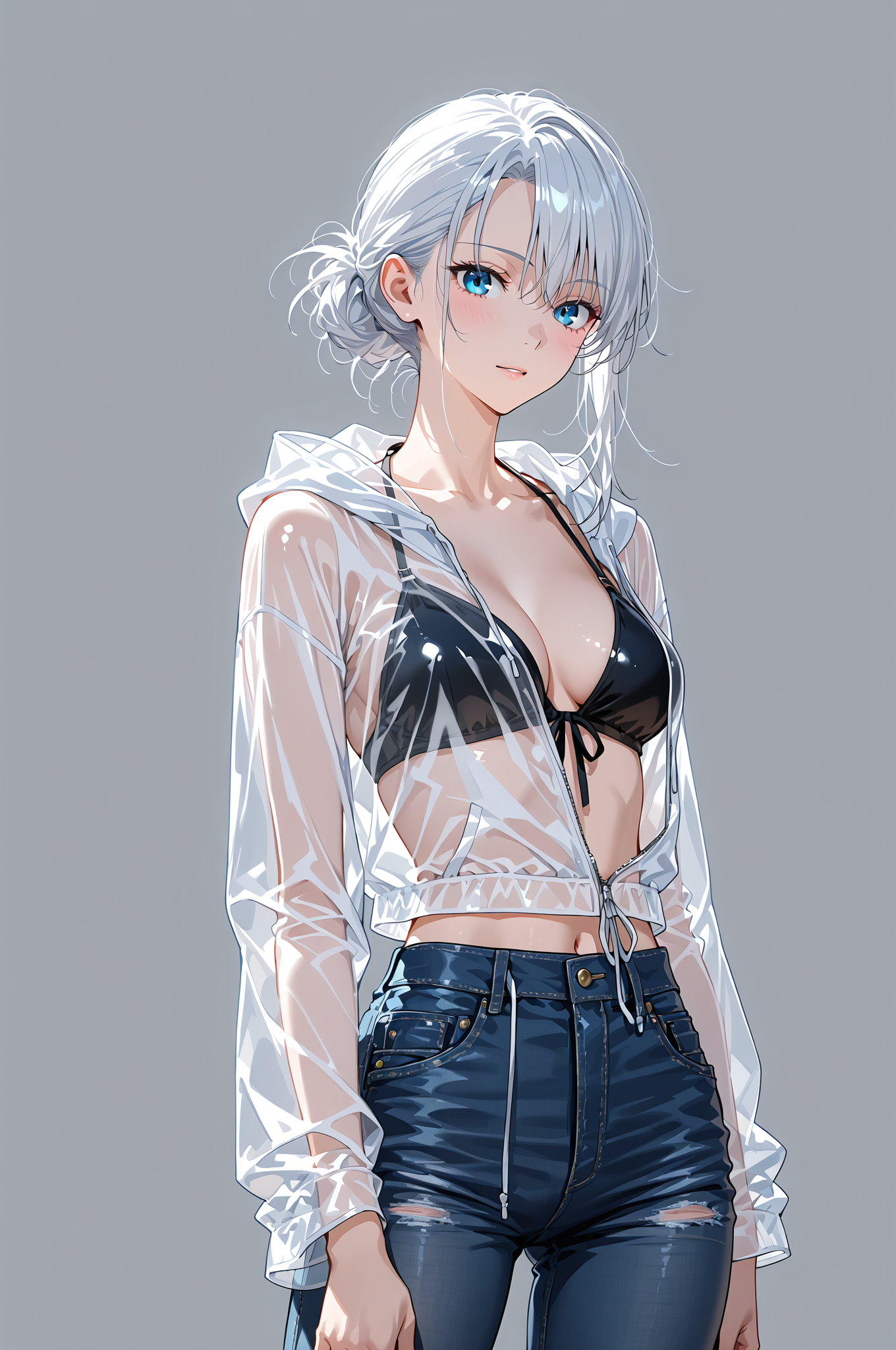 清潔感あふれる透明ジャケットの美少女ポートレート #美少女 #アニメ調 #顔
