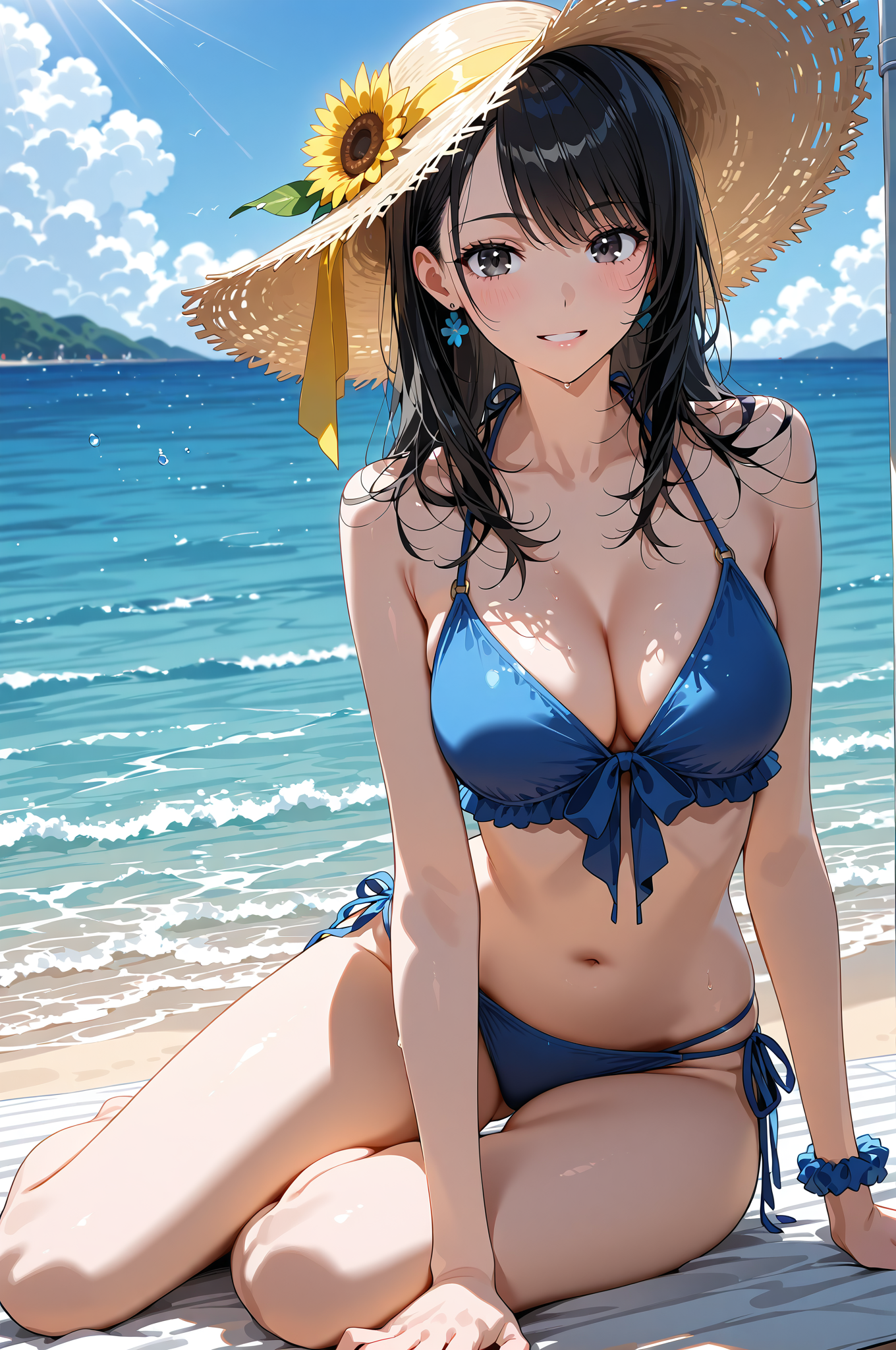 麦わら帽子の浜辺ポートレート #美少女 #水着 #屋外