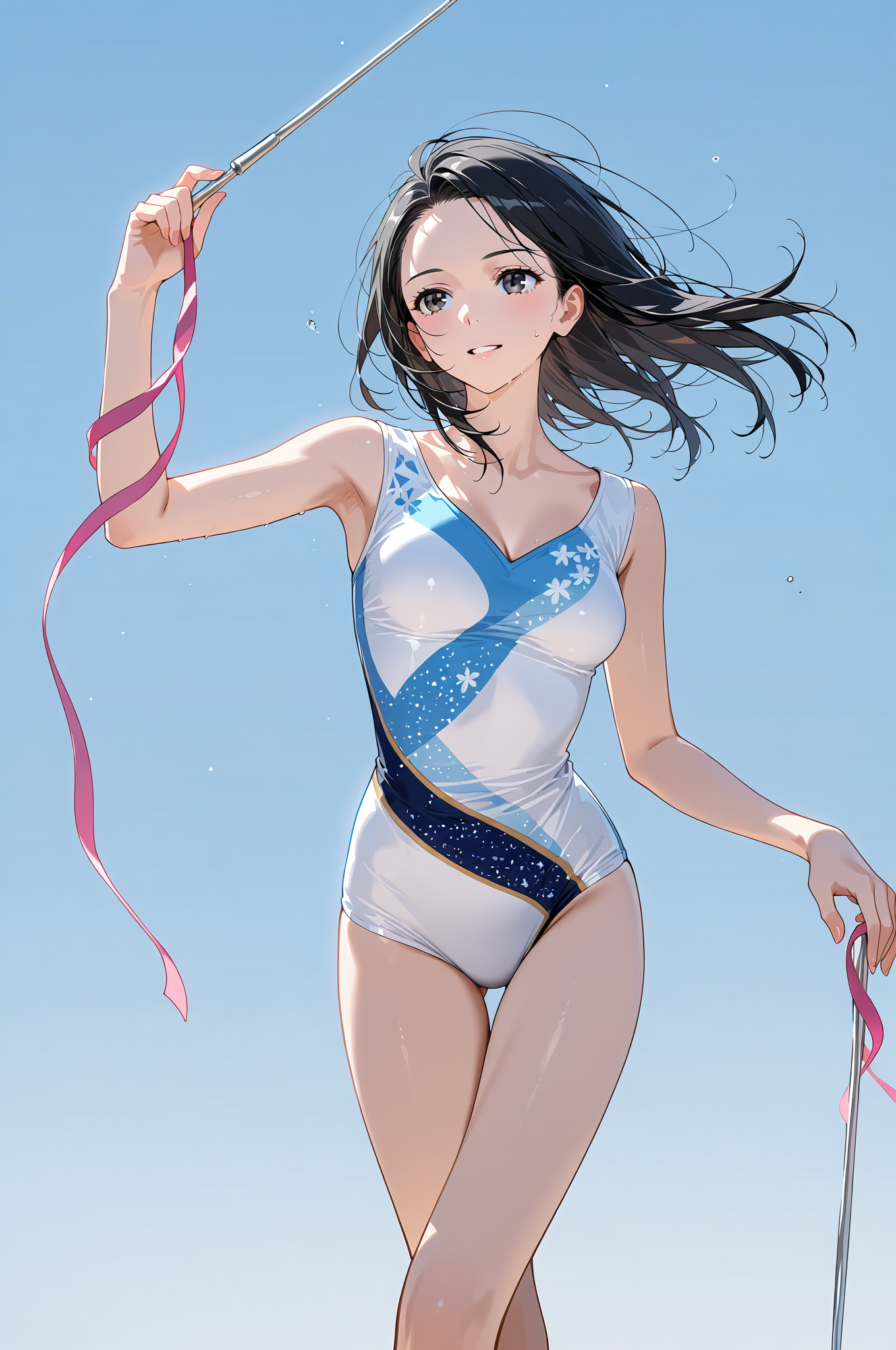 青空のしたで、リボンが舞う水着姿 #美少女 #水着 #空