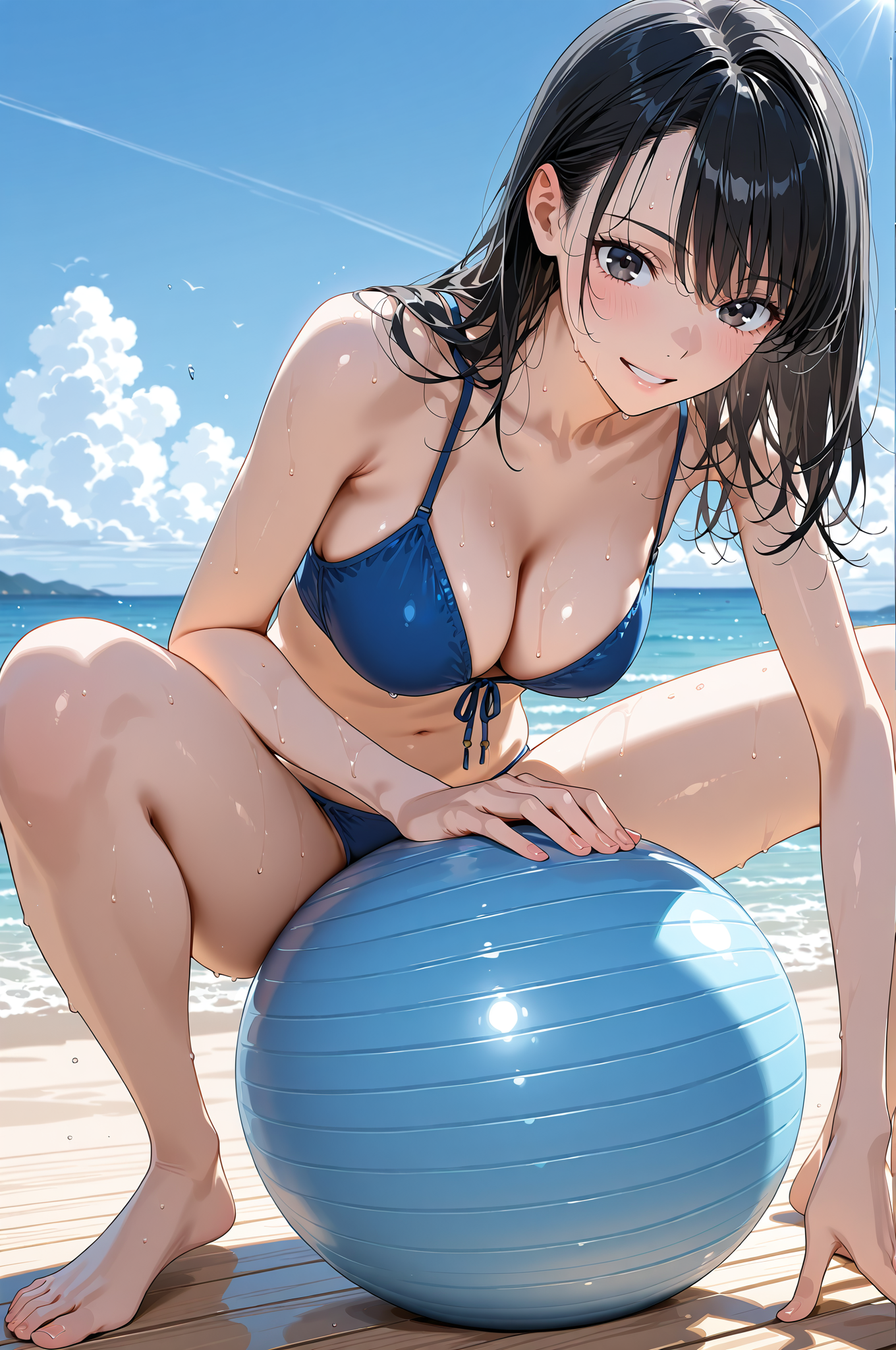 夏の浜辺で笑顔のポートレート #美少女 #水着 #屋外