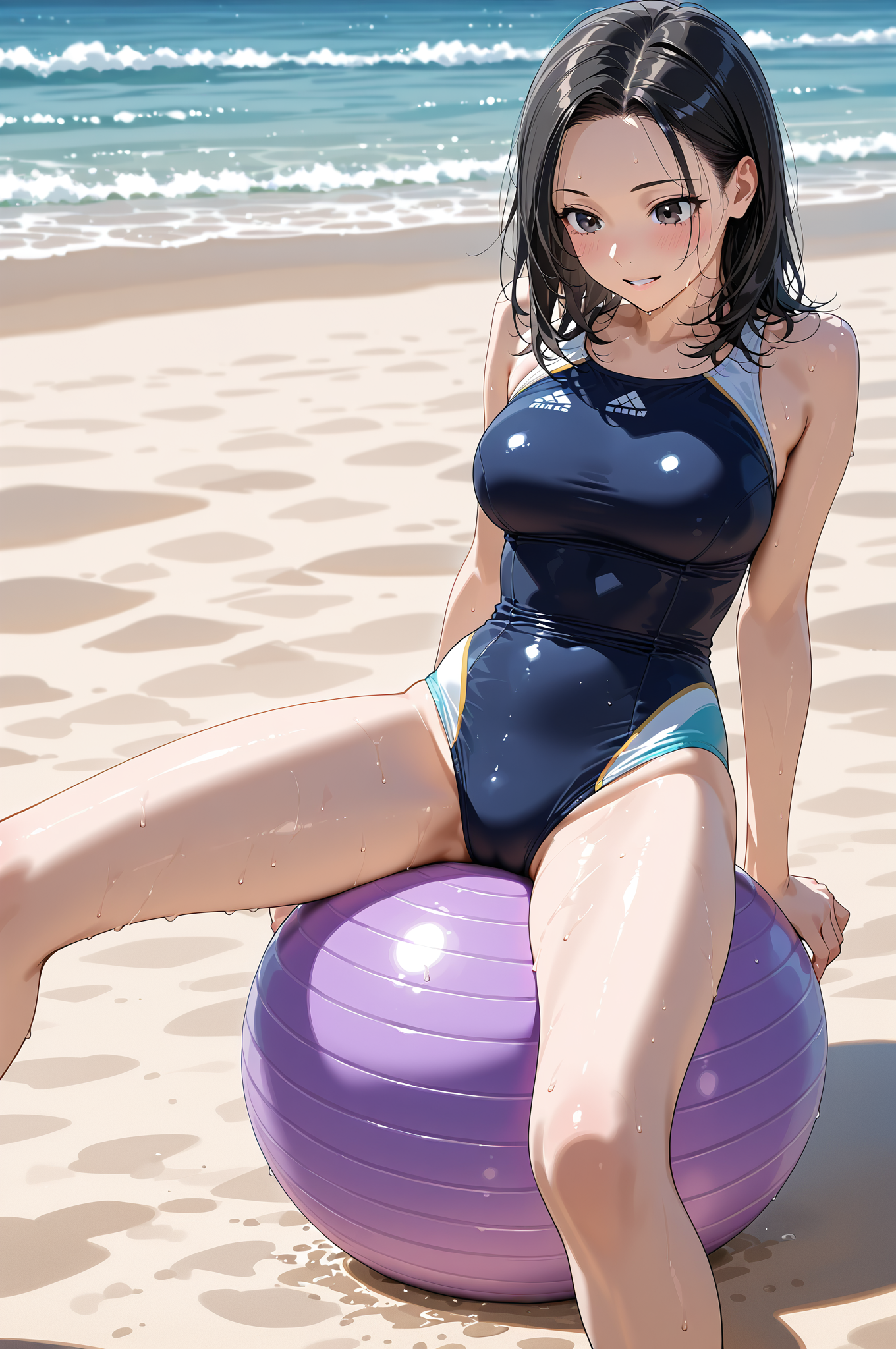 紺色水着のビーチポートレート #美少女 #水着 #ビーチ