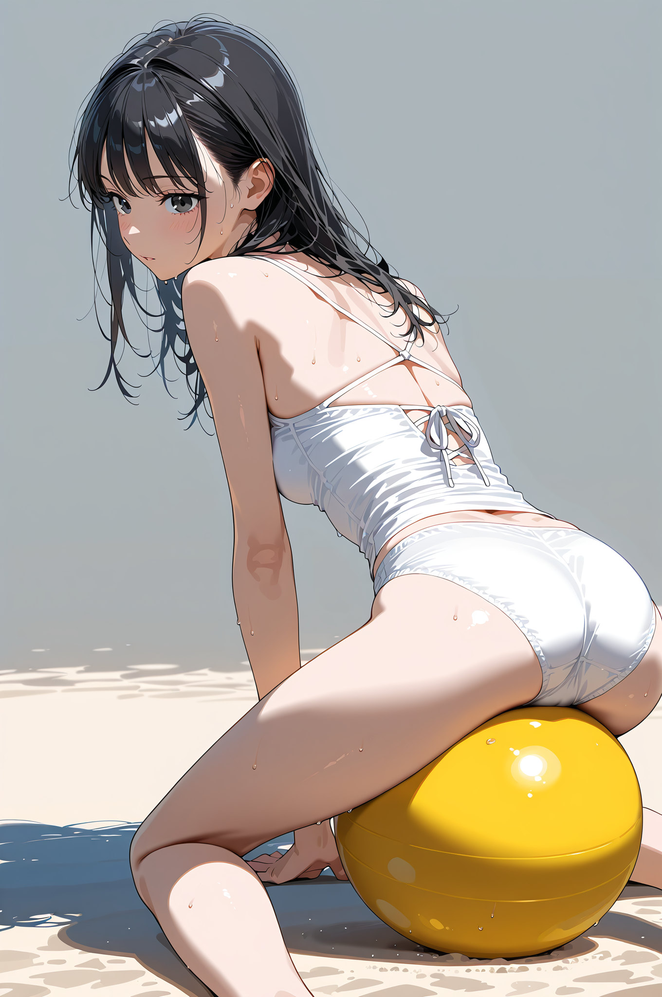 黒髪美少女のビーチポートレート #美少女 #脚 #アニメ調