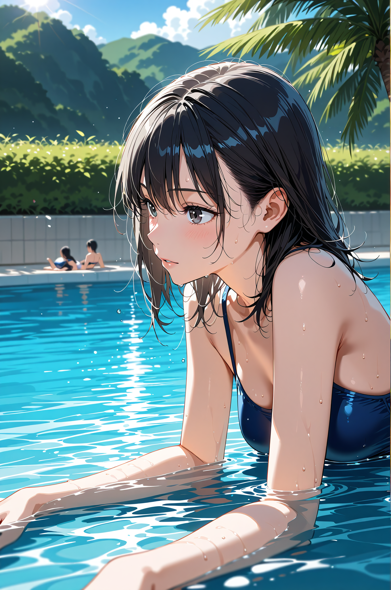 プールサイドの涼やかなポートレート #美少女 #プール #水着