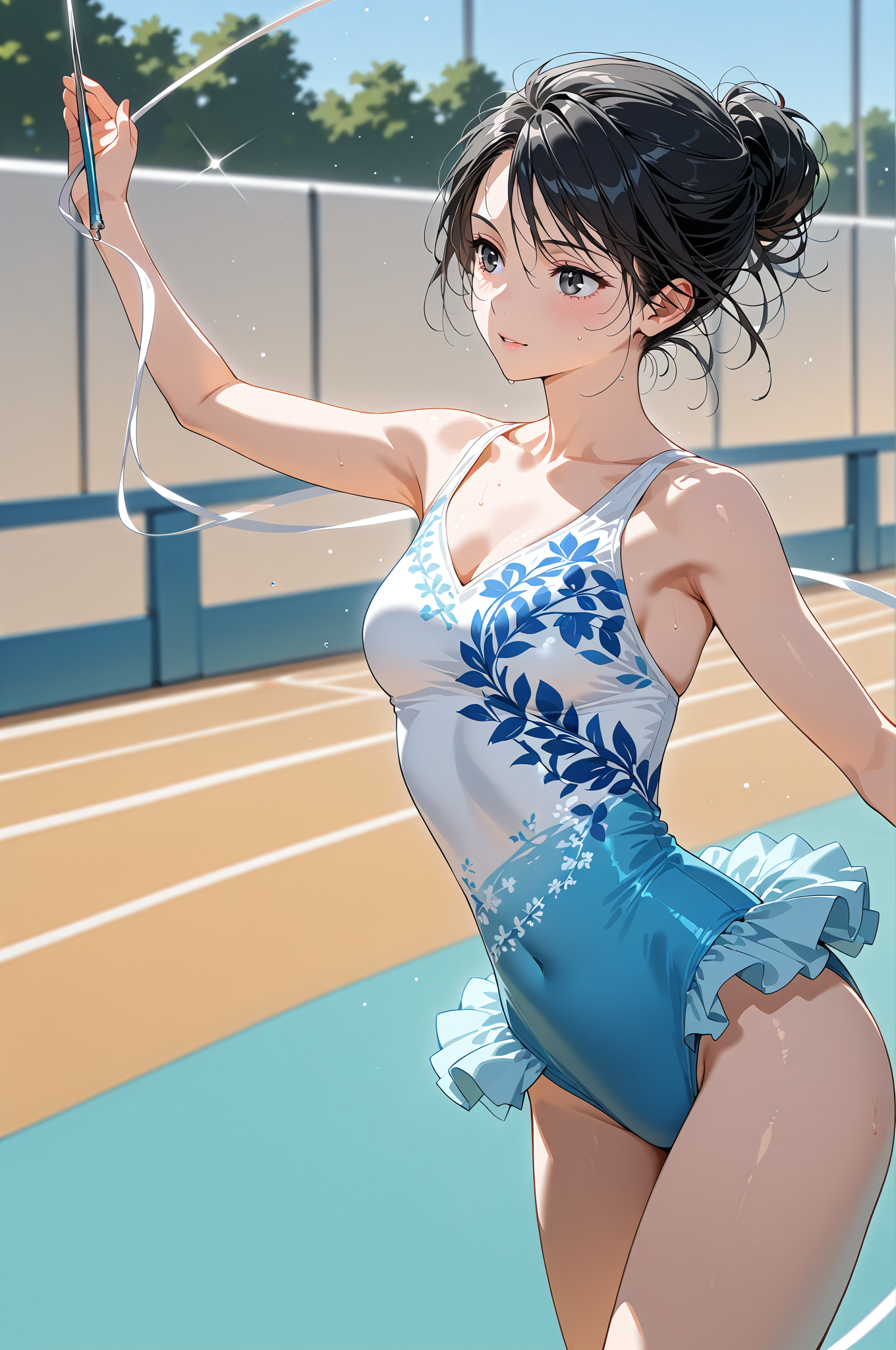 テニスコートでの爽やかなポートレート #美少女 #アニメ調 #笑顔