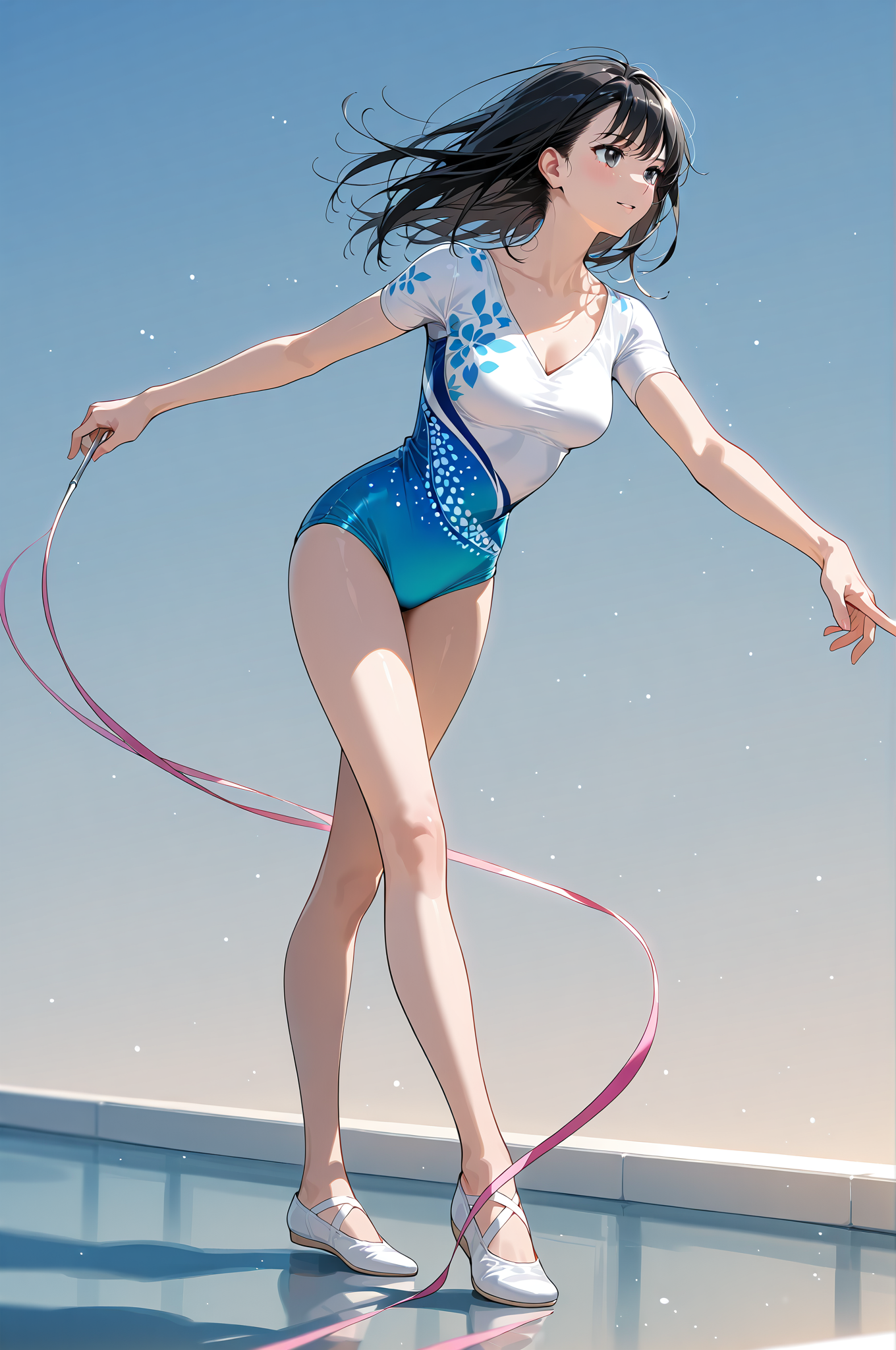青空の下でフラフープを楽しむ少女 #美少女 #屋外 #運動