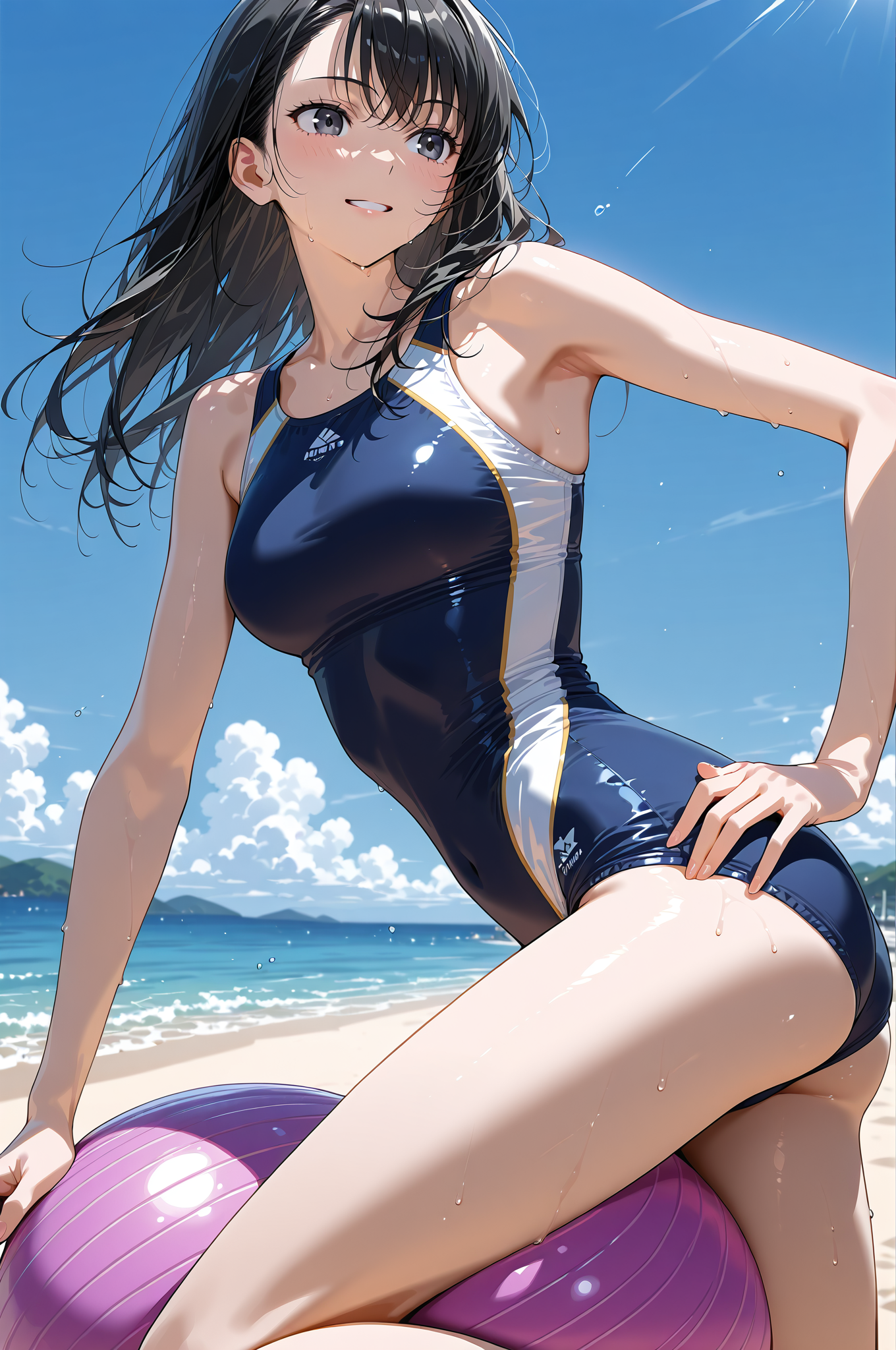 青空ビーチでのポートレートショット #美少女 #屋外 #青空
