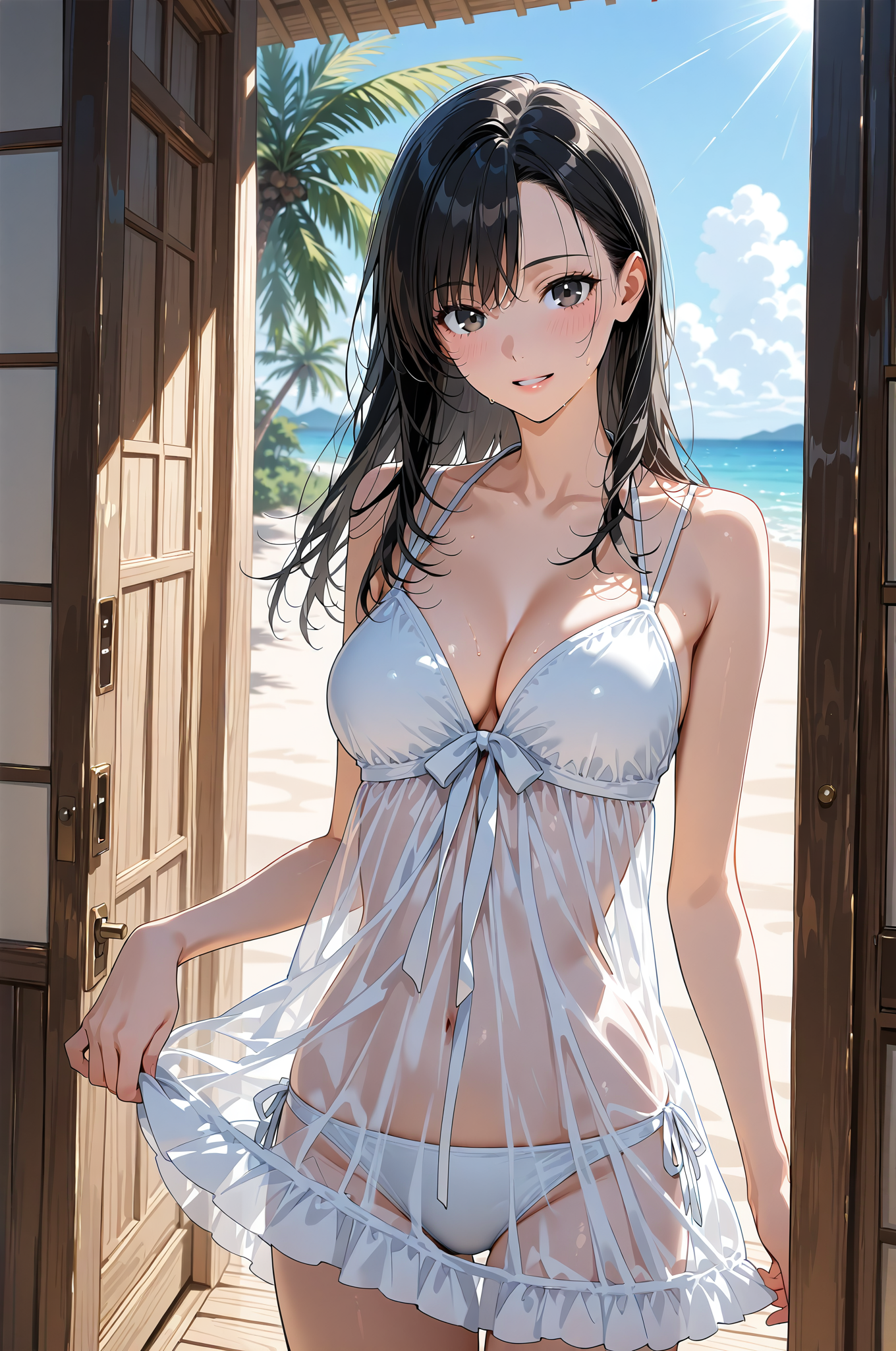 白いリボンワンピースのビーチポートレート #美少女 #モデル #撮影