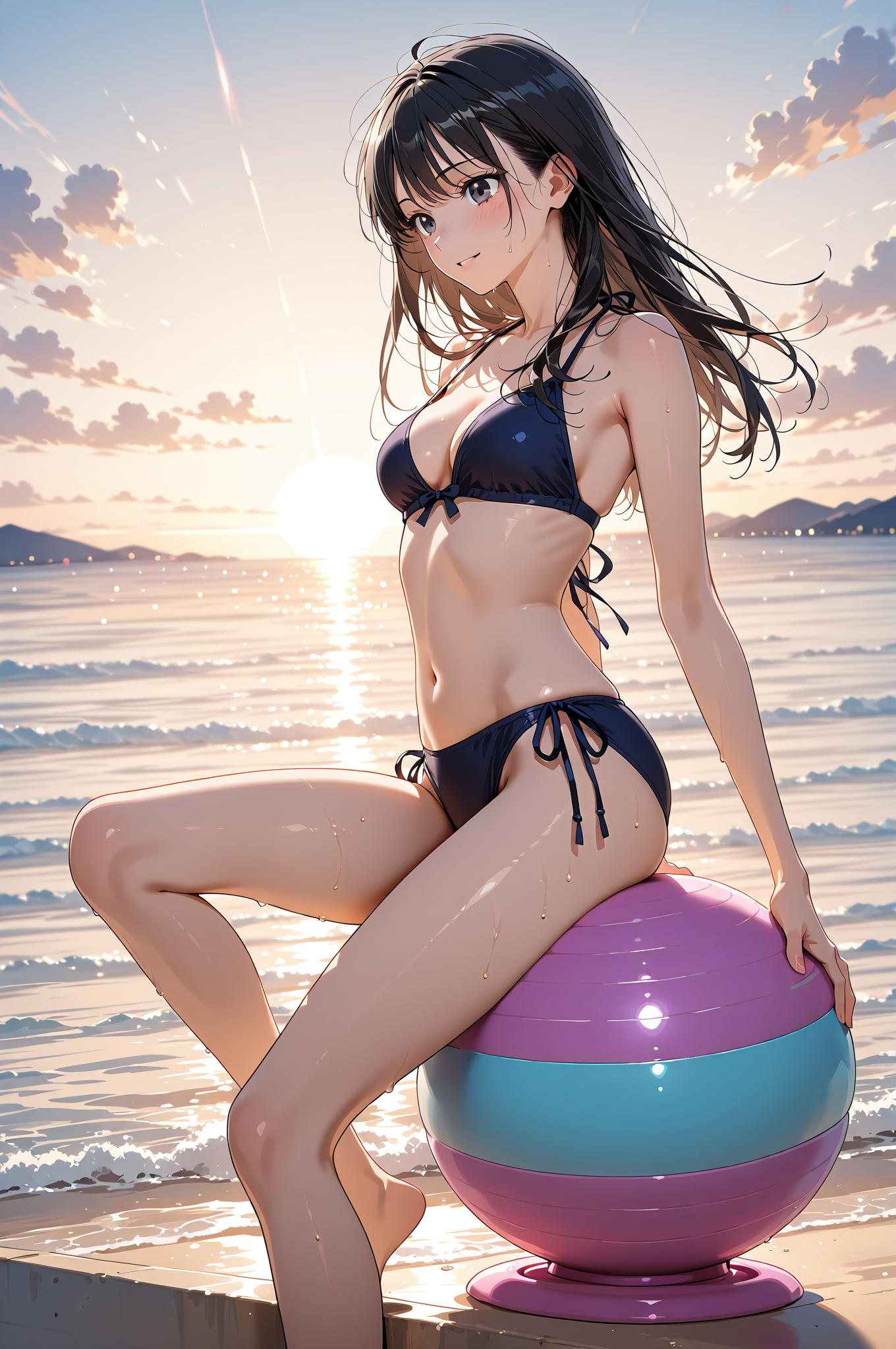 夕焼けビーチの水着ポートレート #美少女 #水着 #屋外