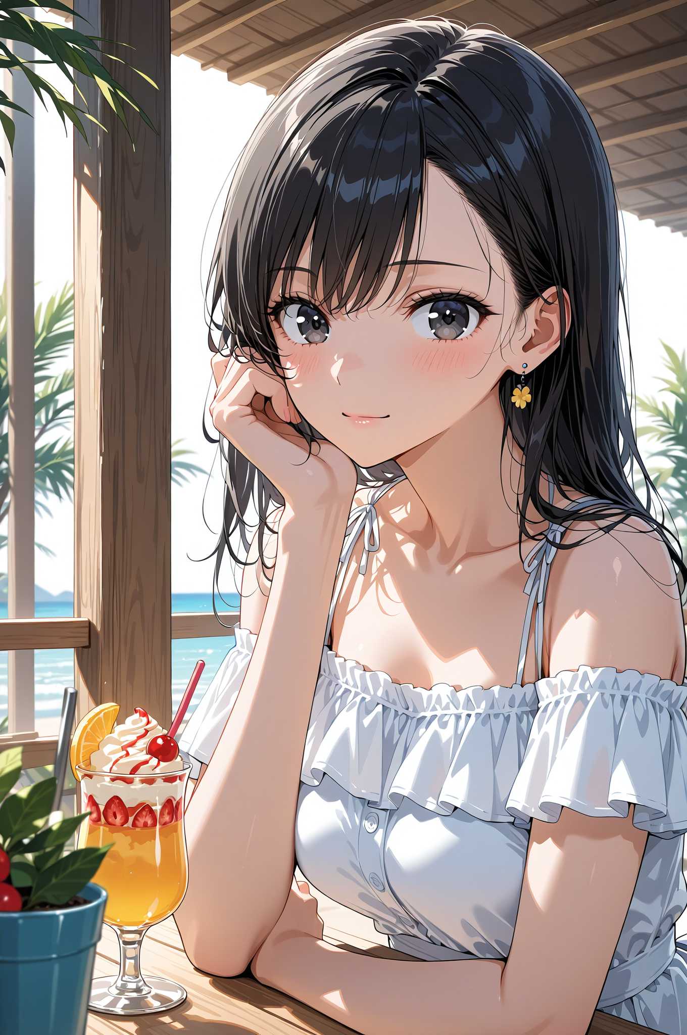 ビーチリゾートの優雅なポートレート #美少女 #アニメ #かわいい