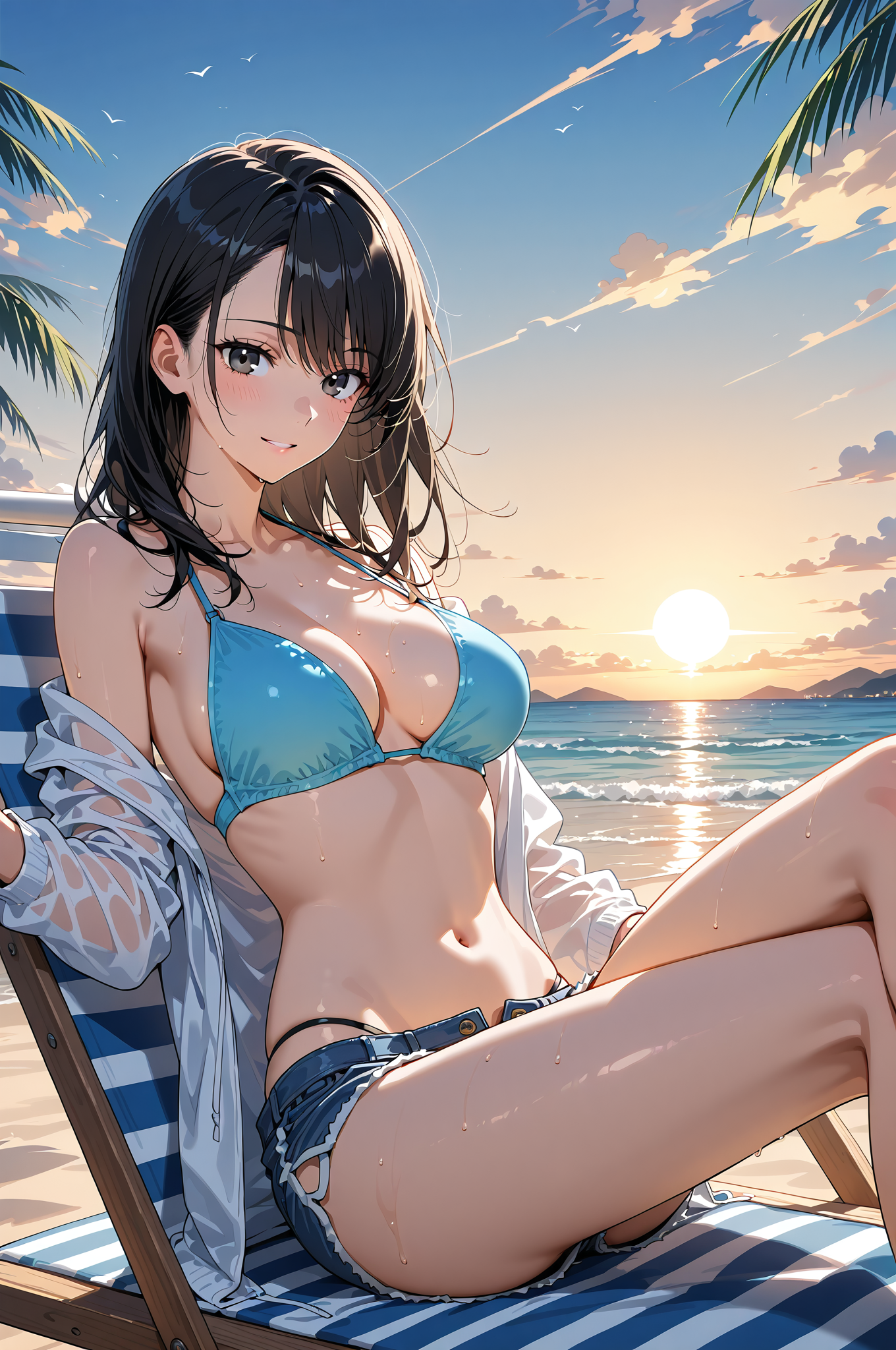 海辺の午後、青空ポートレート #美少女 #屋外 #青空