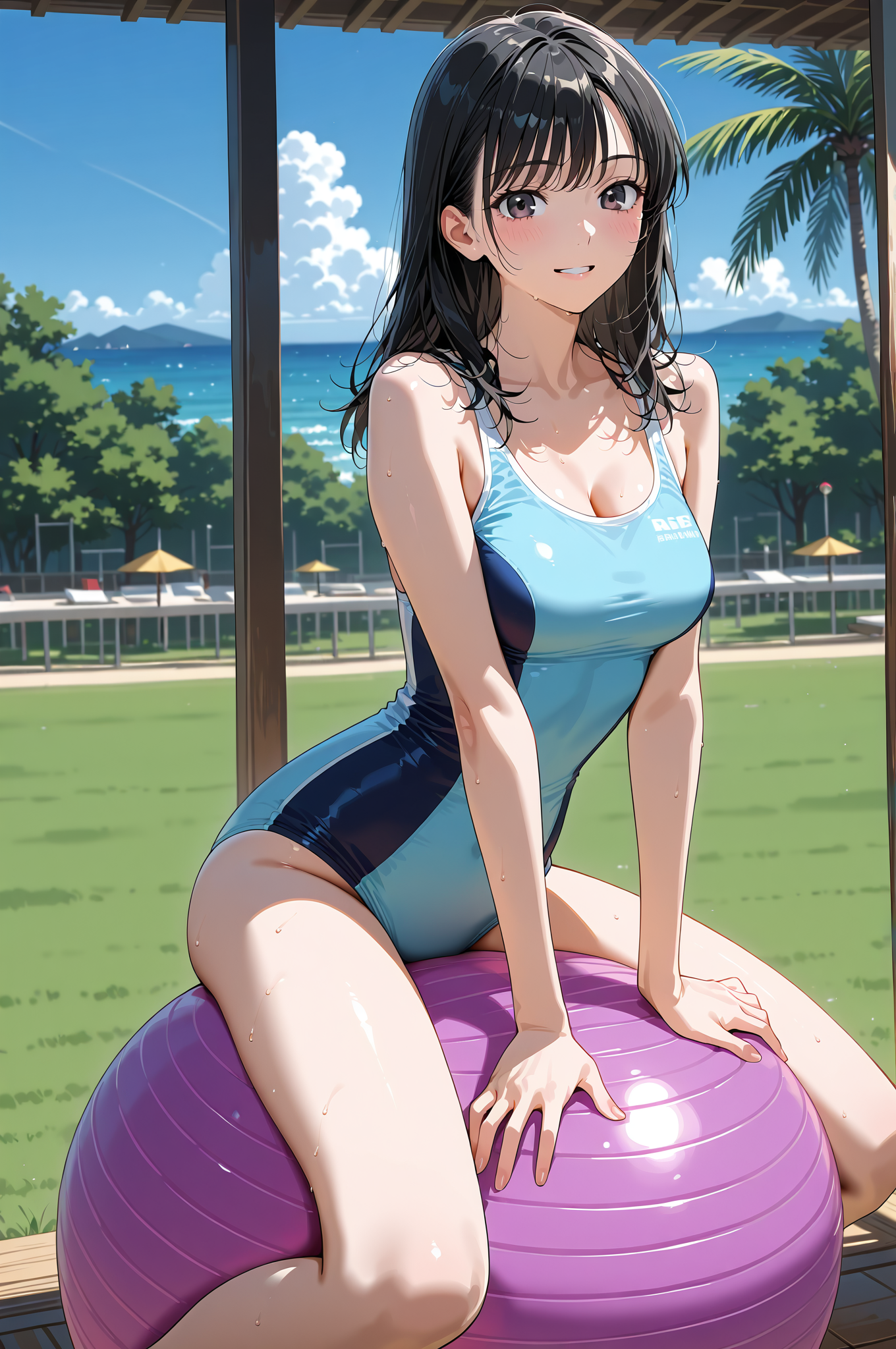 海を見下ろすテラスでのポートレート #美少女 #屋外 #笑顔