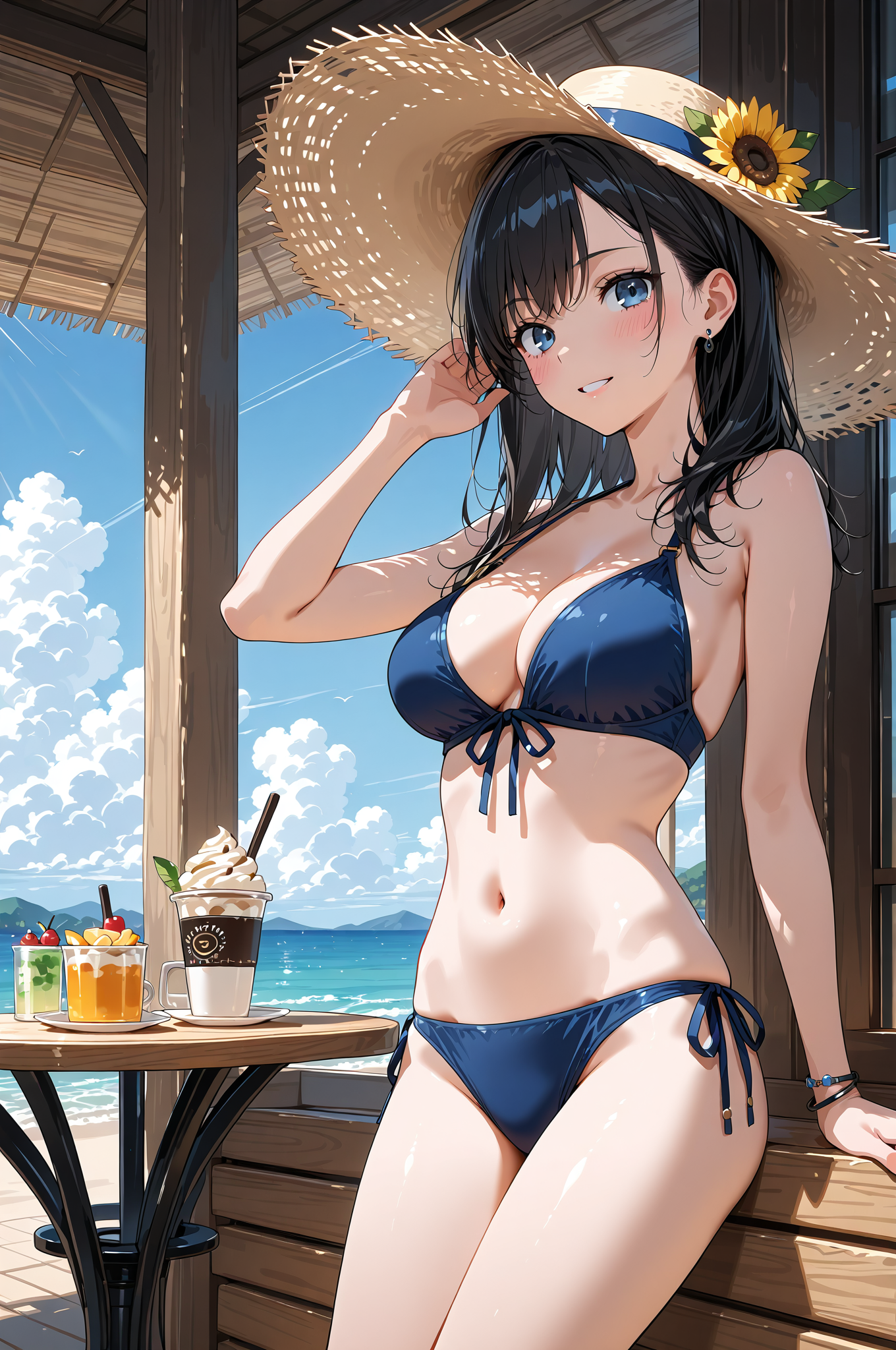 麦わら帽子の夏の海辺ポートレート #美少女 #水着 #かわいい