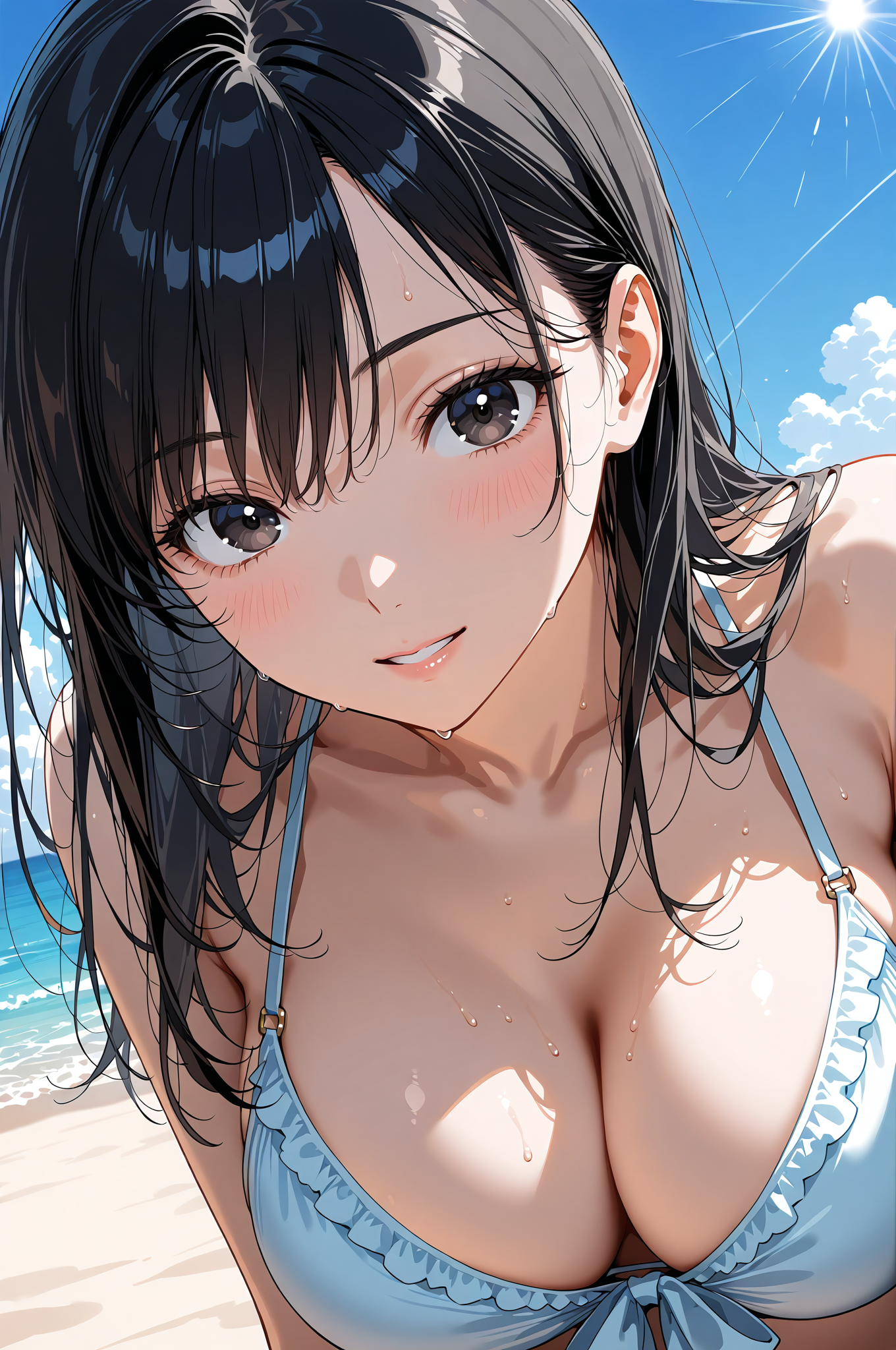 夏の日差しを浴びる黒髪美少女のポートレート #アニメ #美少女 #かわいい