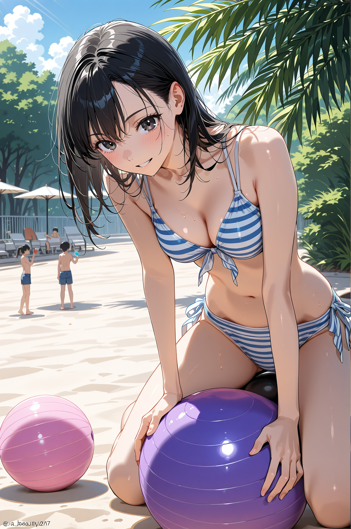 夏のプール サマーウェアのポートレート #水着 #屋外 #夏