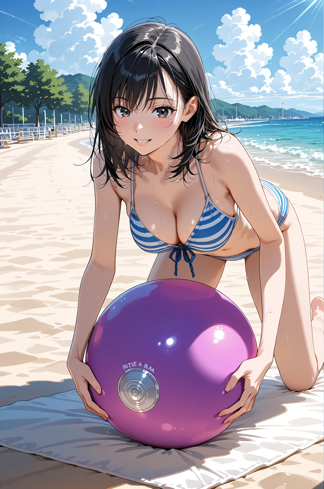 青い海と笑顔、夏の浜辺ポートレート #海 #夏 #屋外