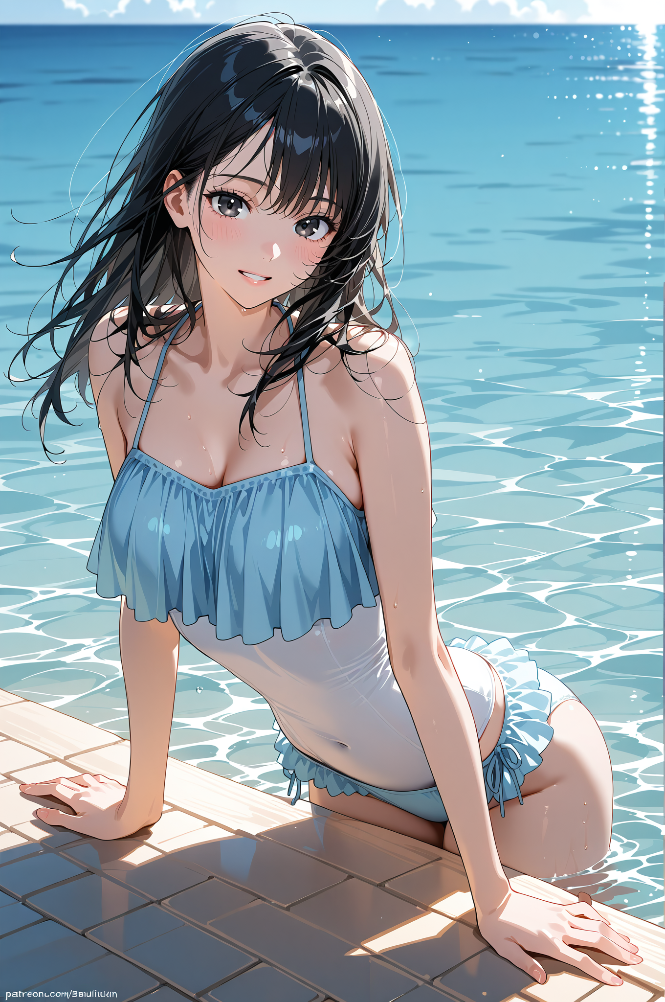プールサイドの爽やかなポートレート #美少女 #水 #撮影